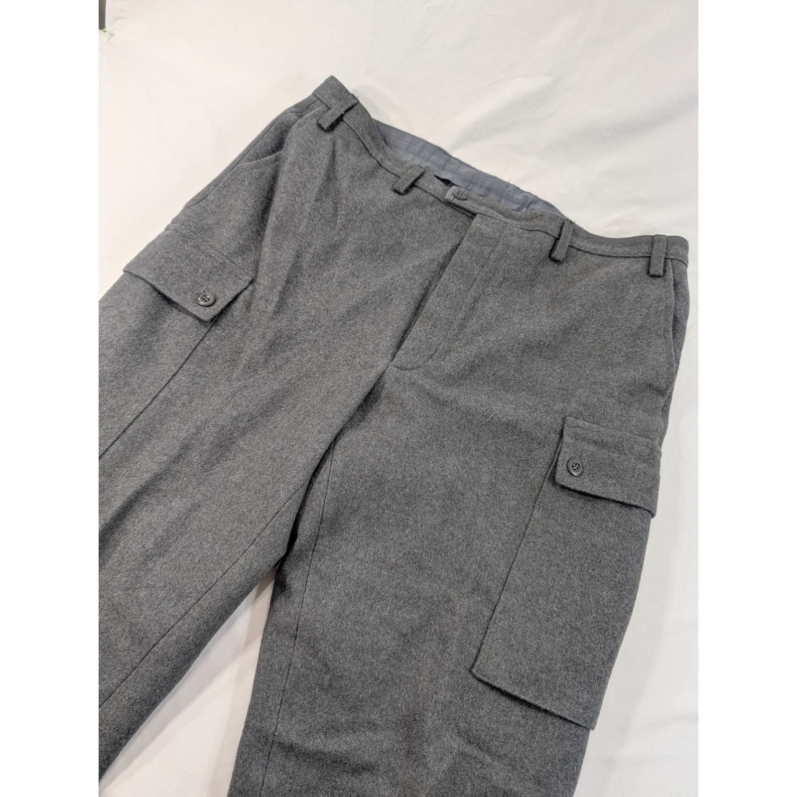 Vintage 1986 Finnish Defence Forces Heavy Wool Flannel Cargo Trousers Big 40x33
